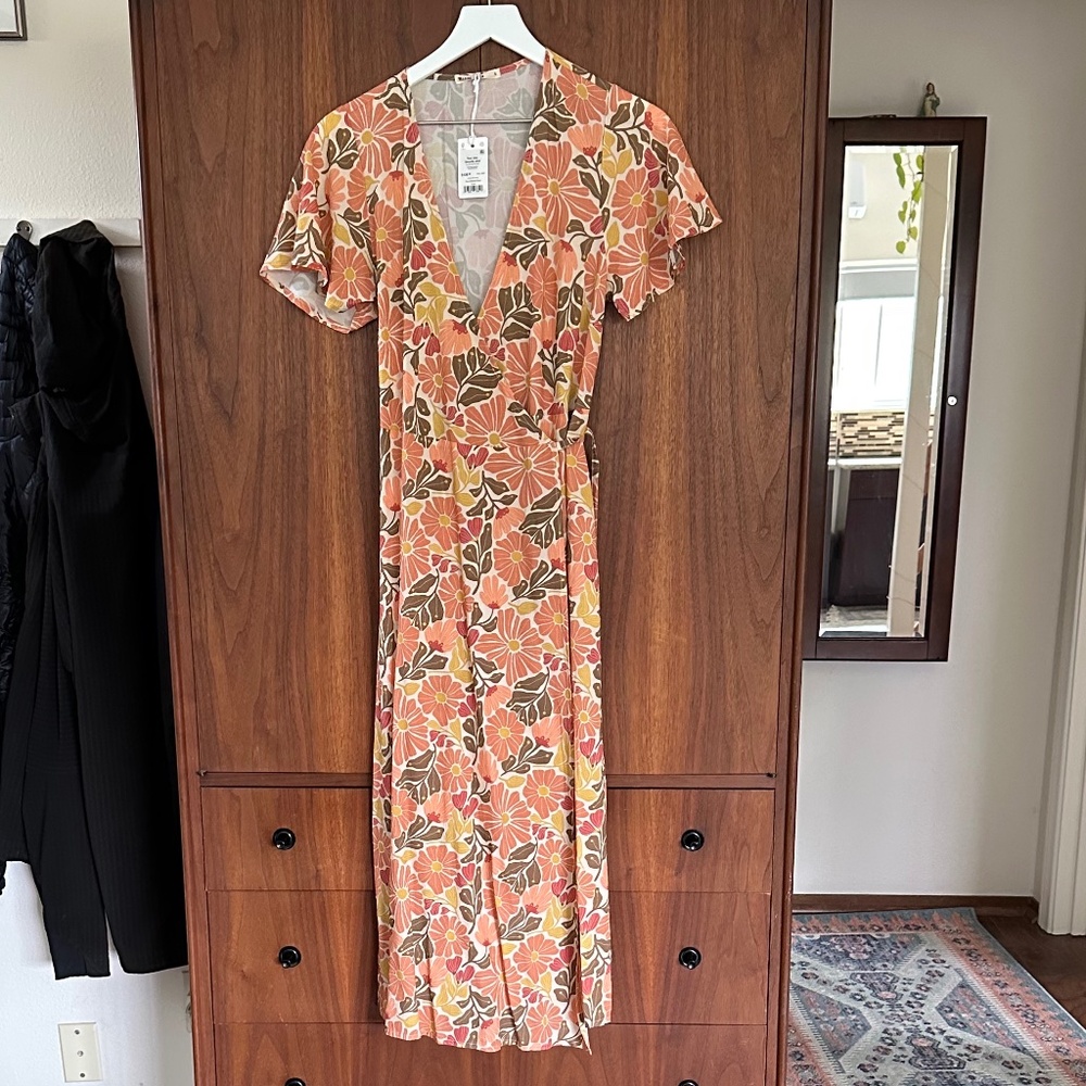 MARINE LAYER - EMLYN MIDI DRESS- WARM MEXICAN FLORAL